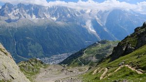 Preview wallpaper valley, trail, mountains, landscape