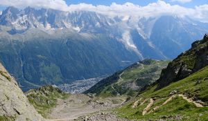 Preview wallpaper valley, trail, mountains, landscape