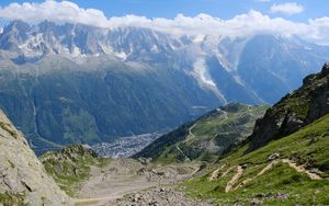 Preview wallpaper valley, trail, mountains, landscape