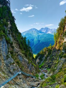 Preview wallpaper valley, trail, mountains, trees, nature