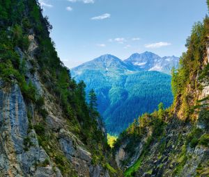 Preview wallpaper valley, trail, mountains, trees, nature