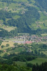 Preview wallpaper valley, trees, houses, aerial view