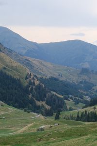 Preview wallpaper valley, trees, mountains, hills, nature