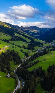 Preview wallpaper valley, trees, mountains, distance