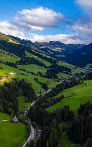 Preview wallpaper valley, trees, mountains, distance