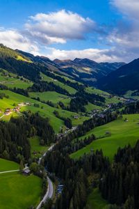 Preview wallpaper valley, trees, mountains, distance