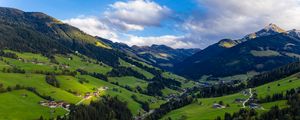 Preview wallpaper valley, trees, mountains, distance