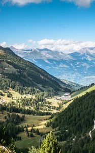 Preview wallpaper valley, trees, mountains, landscape