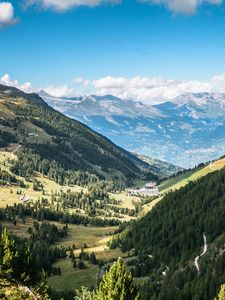 Preview wallpaper valley, trees, mountains, landscape