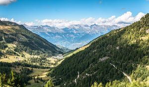 Preview wallpaper valley, trees, mountains, landscape