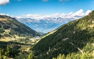 Preview wallpaper valley, trees, mountains, landscape