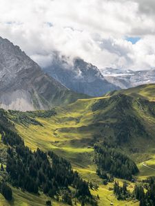 Preview wallpaper valley, trees, mountains, nature