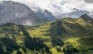 Preview wallpaper valley, trees, mountains, nature