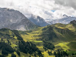 Preview wallpaper valley, trees, mountains, nature