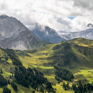 Preview wallpaper valley, trees, mountains, nature