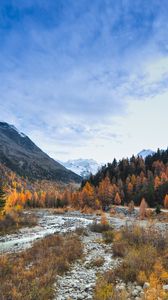 Preview wallpaper valley, trees, mountains, river