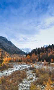 Preview wallpaper valley, trees, mountains, river