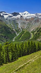 Preview wallpaper valley, trees, mountains, slope, landscape