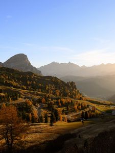 Preview wallpaper valley, trees, mountains, landscape, nature