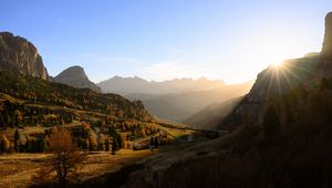 Preview wallpaper valley, trees, mountains, landscape, nature