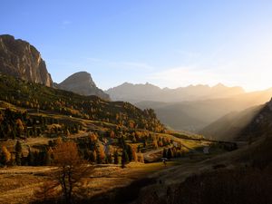 Preview wallpaper valley, trees, mountains, landscape, nature