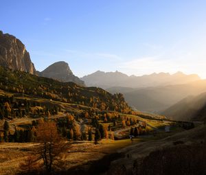 Preview wallpaper valley, trees, mountains, landscape, nature