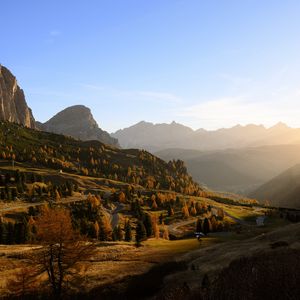 Preview wallpaper valley, trees, mountains, landscape, nature