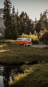 Preview wallpaper van, car, brown, old, nature