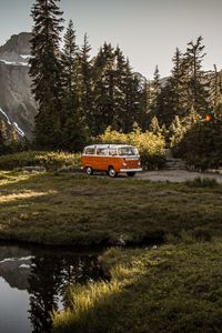 Preview wallpaper van, car, brown, old, nature