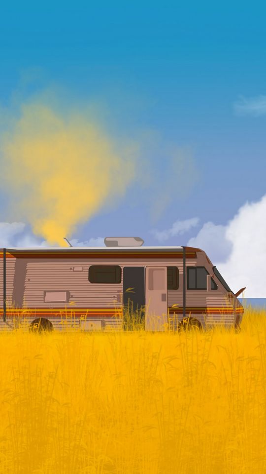 540x960 Wallpaper van, car, colored smoke, art
