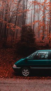 Preview wallpaper van, car, forest, autumn
