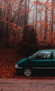 Preview wallpaper van, car, forest, autumn