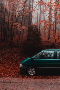 Preview wallpaper van, car, forest, autumn