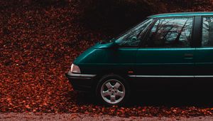 Preview wallpaper van, car, forest, autumn