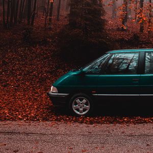 Preview wallpaper van, car, forest, autumn