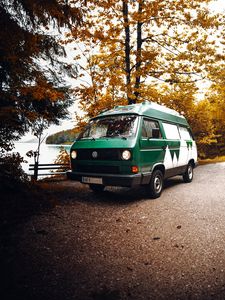 Preview wallpaper van, car, green, nature