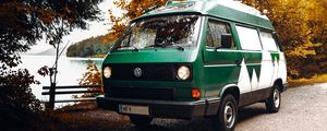 Preview wallpaper van, car, green, nature