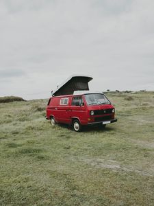 Preview wallpaper van, car, red, nature