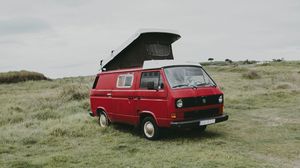 Preview wallpaper van, car, red, nature