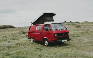 Preview wallpaper van, car, red, nature