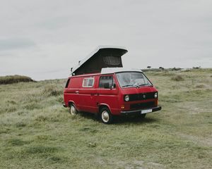Preview wallpaper van, car, red, nature