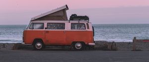 Preview wallpaper van, car, red, old, motorhome
