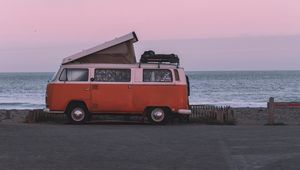 Preview wallpaper van, car, red, old, motorhome