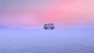 Preview wallpaper van, car, snow, field, winter