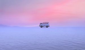 Preview wallpaper van, car, snow, field, winter