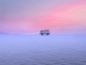 Preview wallpaper van, car, snow, field, winter