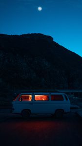 Preview wallpaper van, car, white, night, nature
