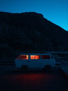 Preview wallpaper van, car, white, night, nature