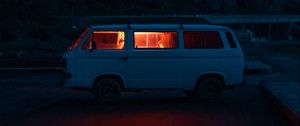Preview wallpaper van, car, white, night, nature