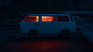 Preview wallpaper van, car, white, night, nature